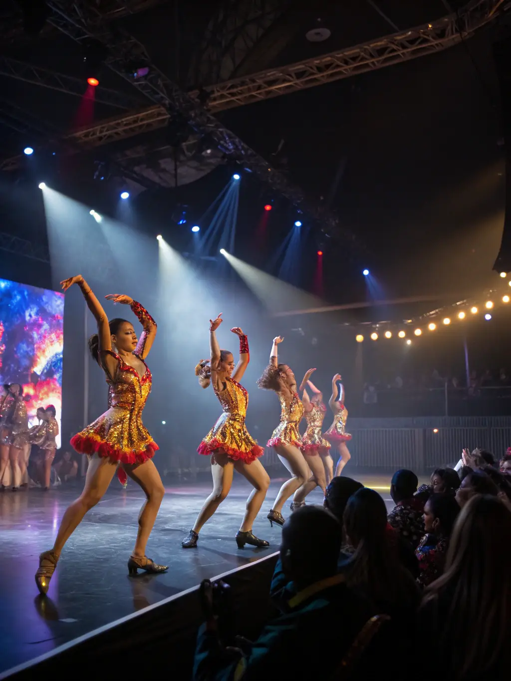 A scene from a cultural performance supported by AVANT 1 ERE, featuring dancers or musicians on stage, emphasizing the organization's role in promoting cultural events.