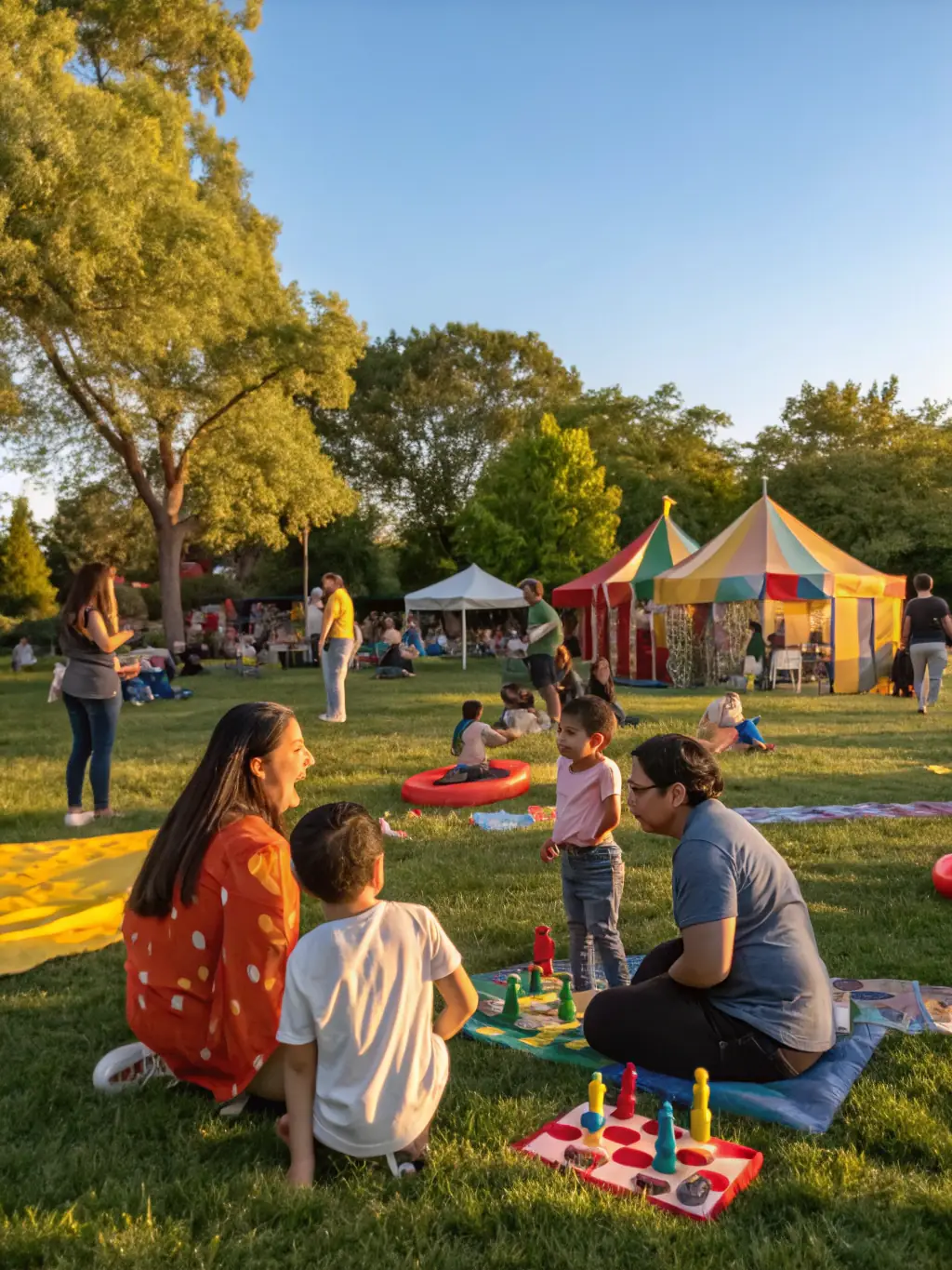 A dynamic shot of a community event organized by AVANT 1 ERE, featuring live music, art displays, and diverse attendees.