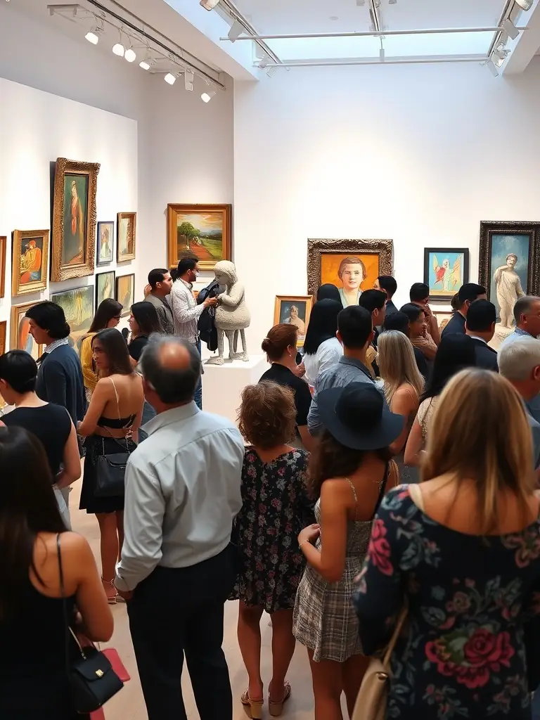 An image of artists displaying their work at an AVANT 1 ERE-sponsored art exhibition, showcasing the organization's support for emerging artists and their work.